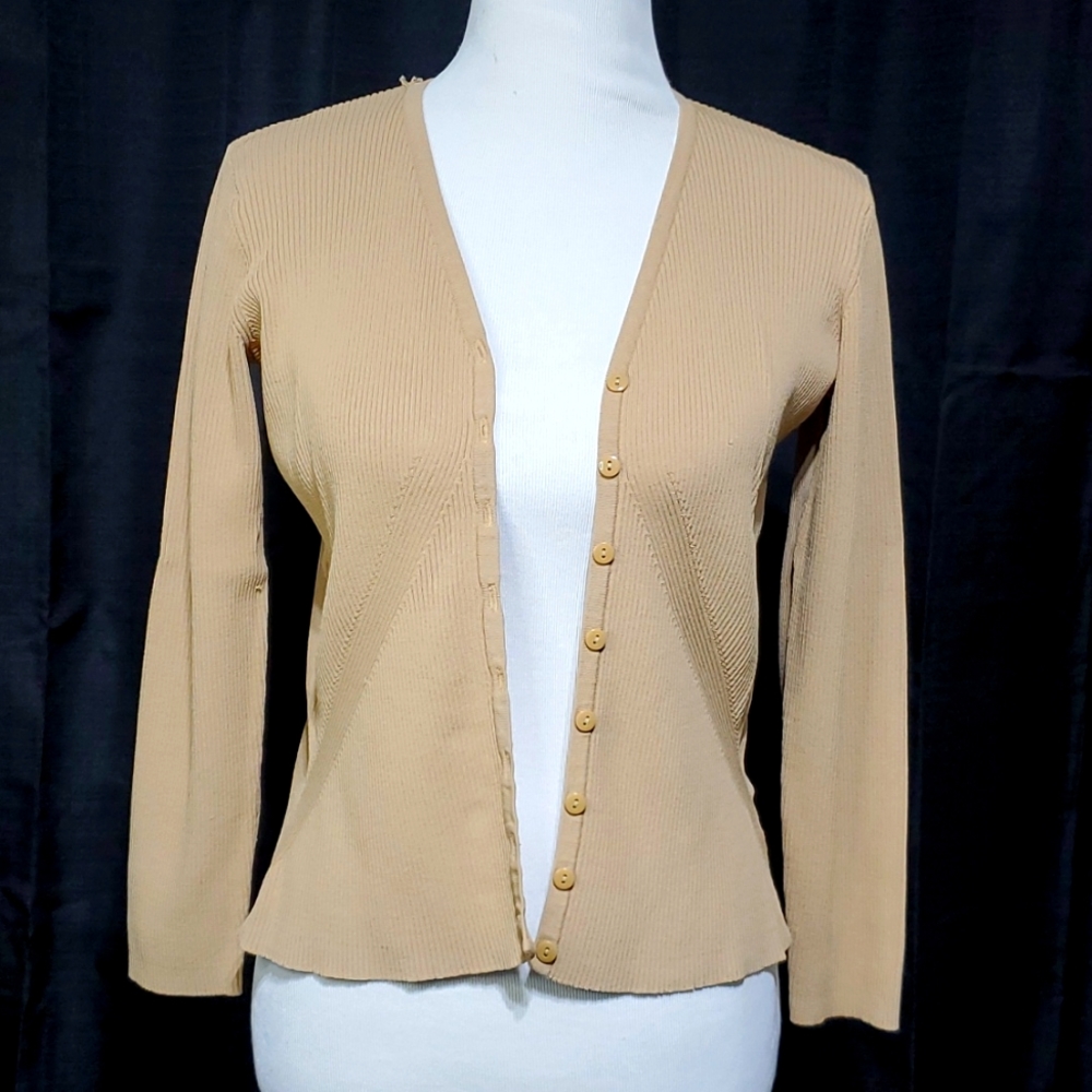 Gold ribbed cardigan - Picture 2 of 6